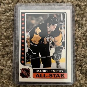 1986 Topps Gum Mario Lemieux All Star Selection Black Demon signed